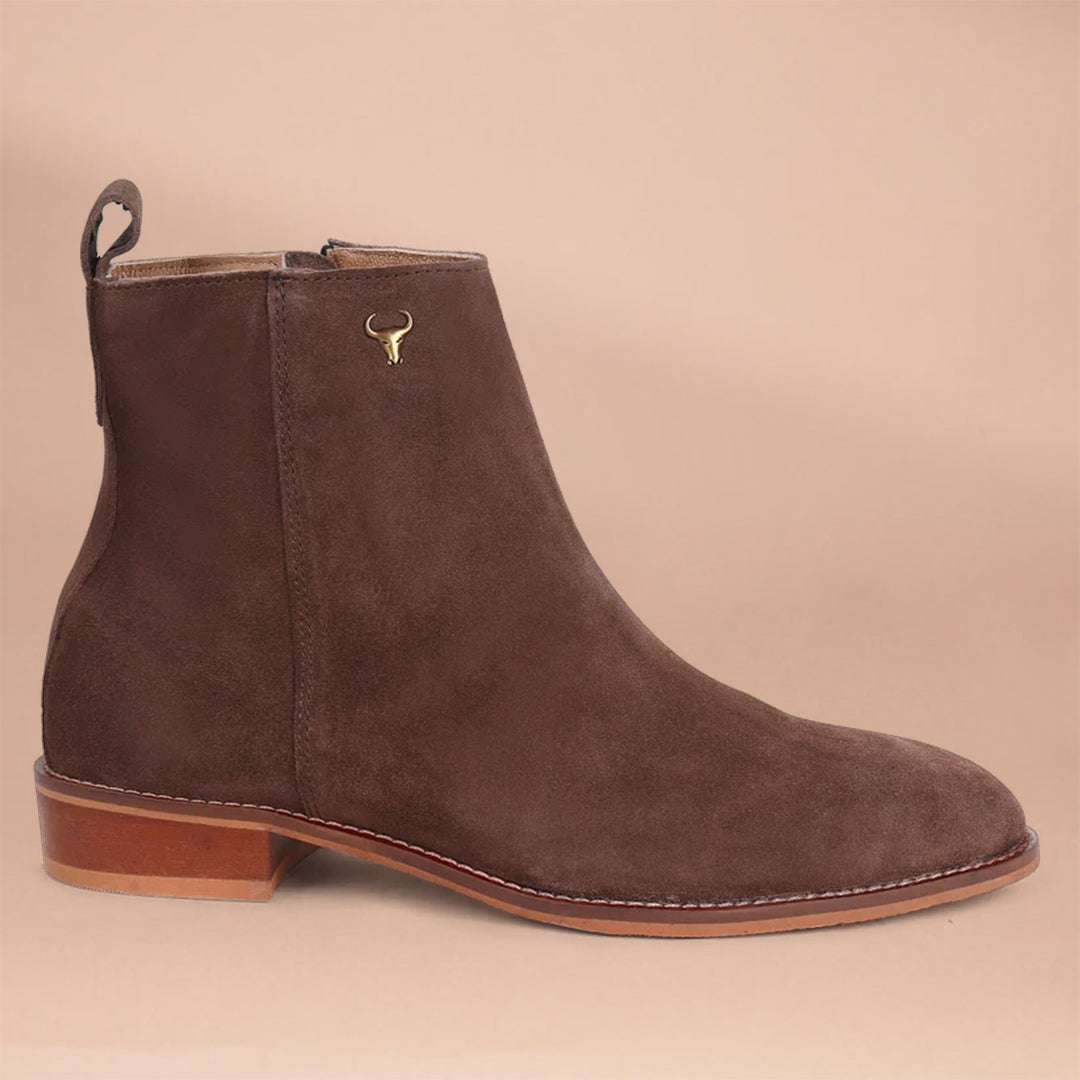 Piel Cuero Men’s Brown Suede Chelsea Boots with Side Zipper