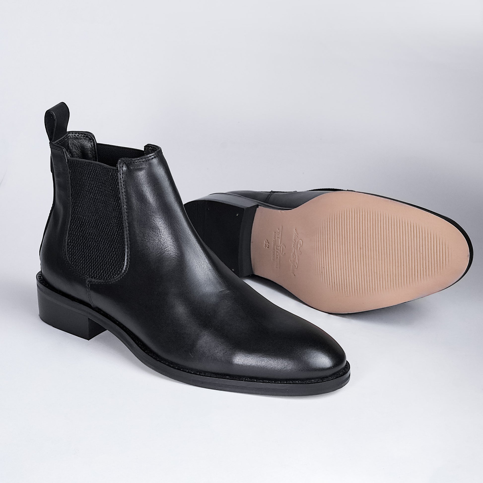 Men's Black Leather Chelsea Boots Piel Cuero Premium Quality