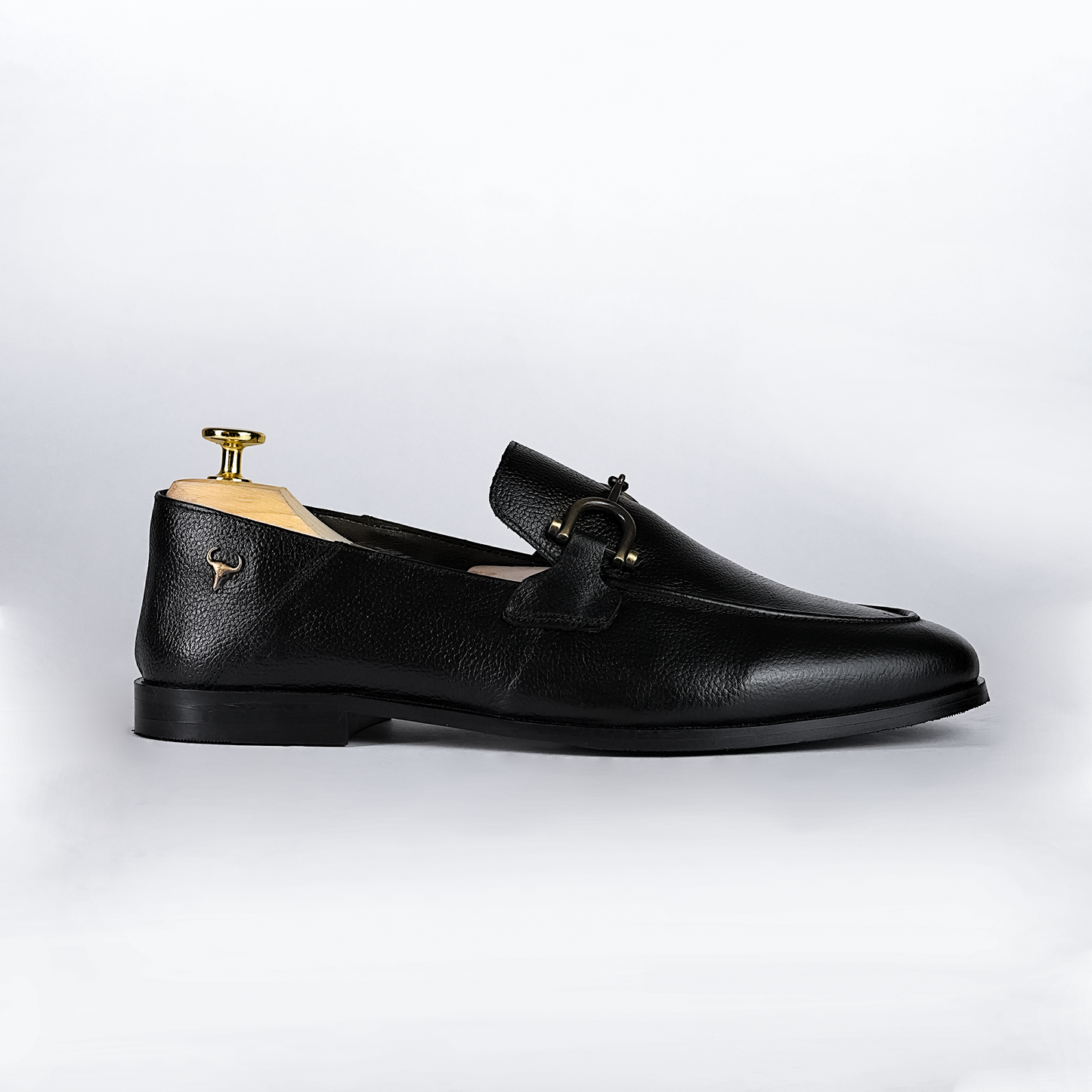 Piel Cuero Men's Handmade Black Leather Horsebit Loafers