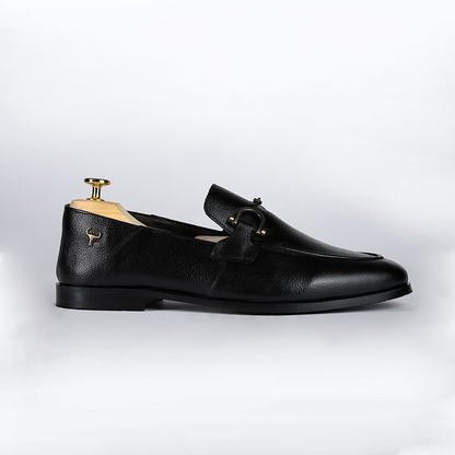 Piel Cuero Men's Handmade Black Leather Horsebit Loafers