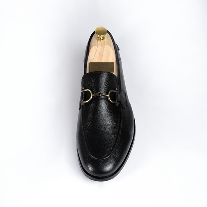 Piel Cuero Men's Handmade Black Leather Horsebit Loafers