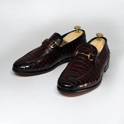 Men's Genuine Leather Loafers - Crocodile Embossed Handmade Shoes by Piel Cuero