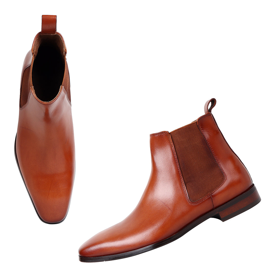 Piel Cuero Men’s Tan Leather Chelsea Boots