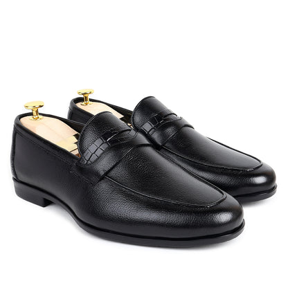 Piel Cuero Royale Signature Black Leather Horsebit Loafers for Men