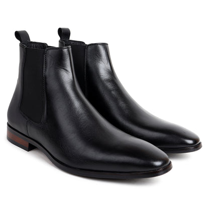 Piel Cuero Men’s Black Leather Chelsea Boots