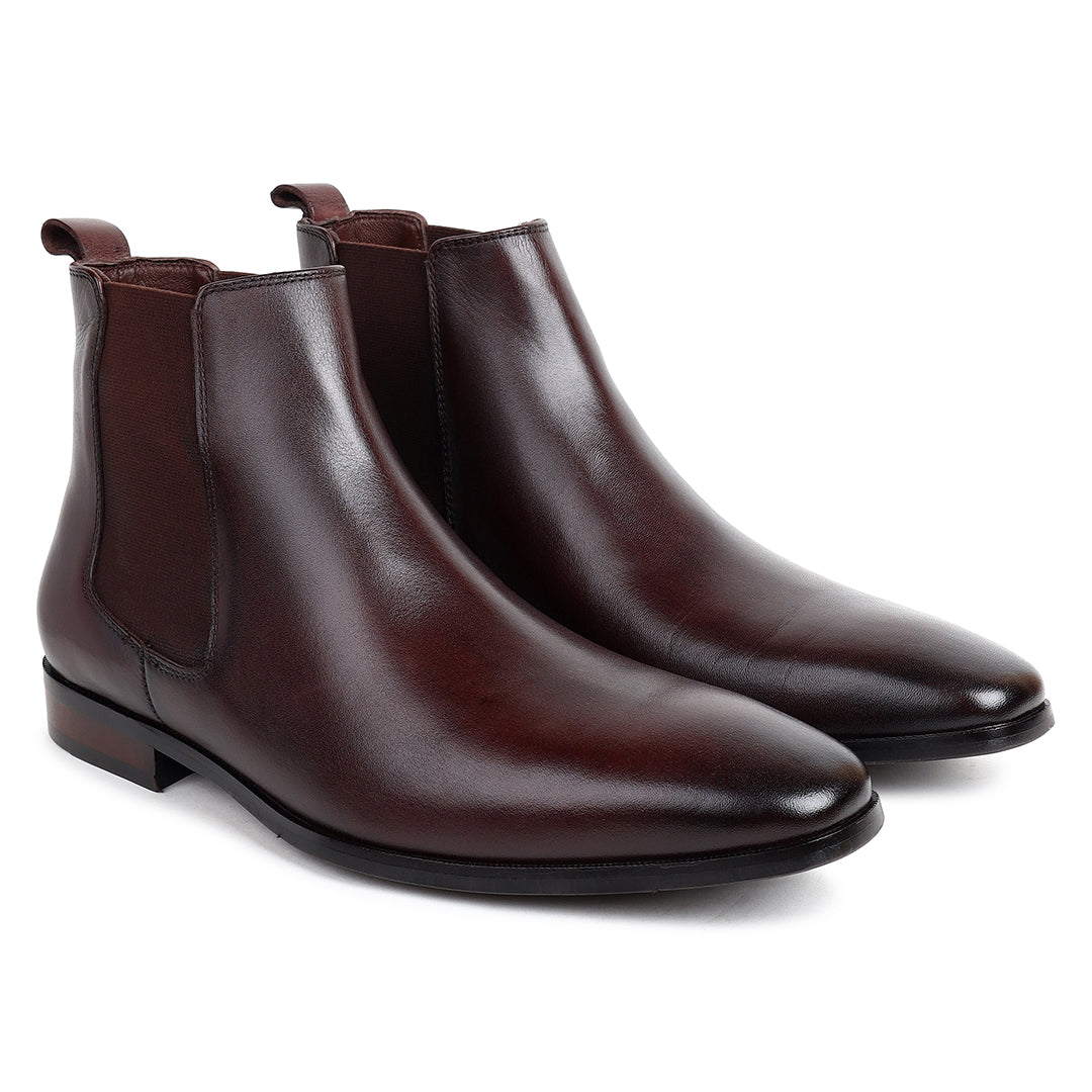 Piel Cuero  Signature Dark Brown Leather Chelsea Boots for Men