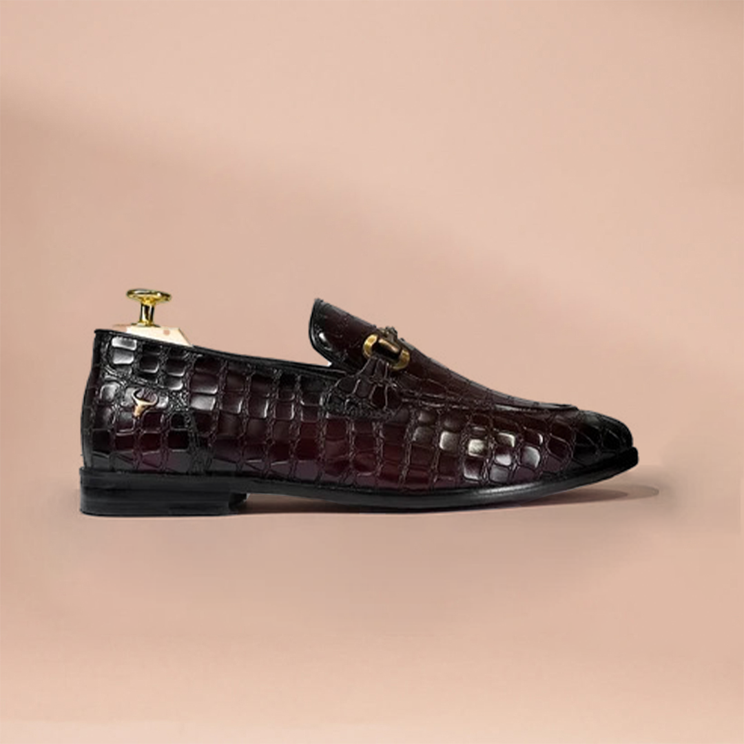 Men's Genuine Leather Loafers - Crocodile Embossed Handmade Shoes by Piel Cuero