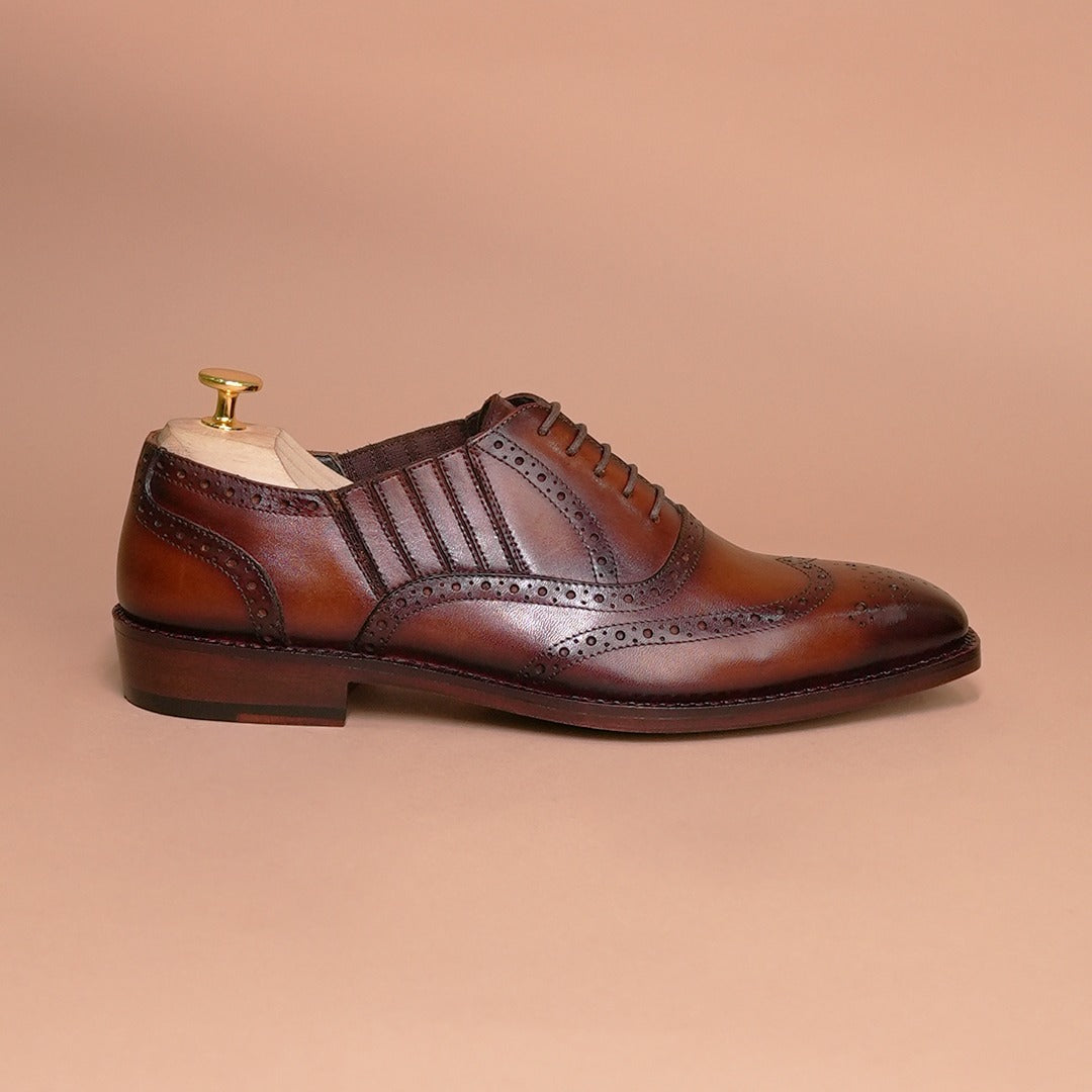 Piel Cuero Heritage Brown Goodyear Welted Leather Brogue Shoe