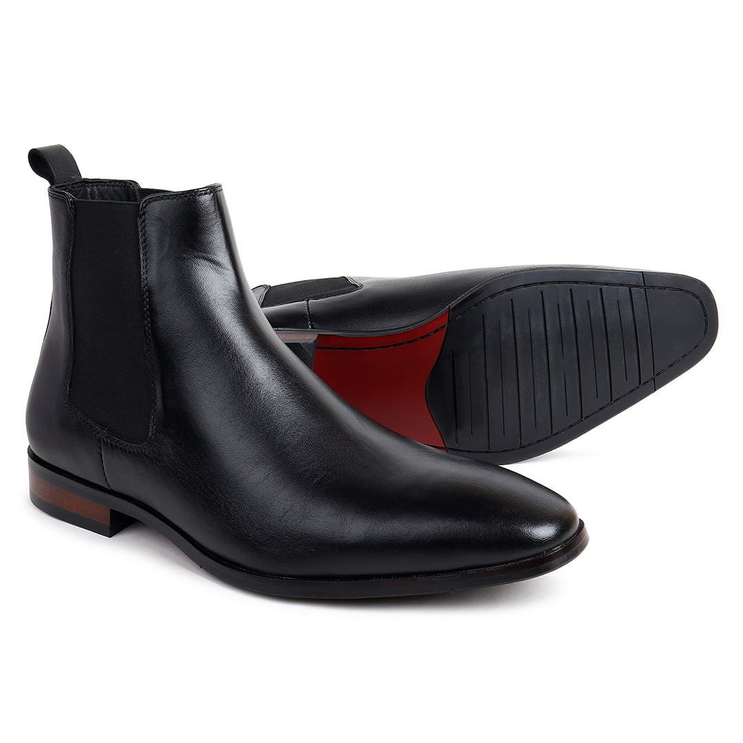 Piel Cuero Men’s Black Leather Chelsea Boots