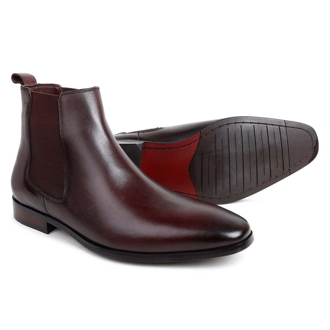 Piel Cuero  Signature Dark Brown Leather Chelsea Boots for Men