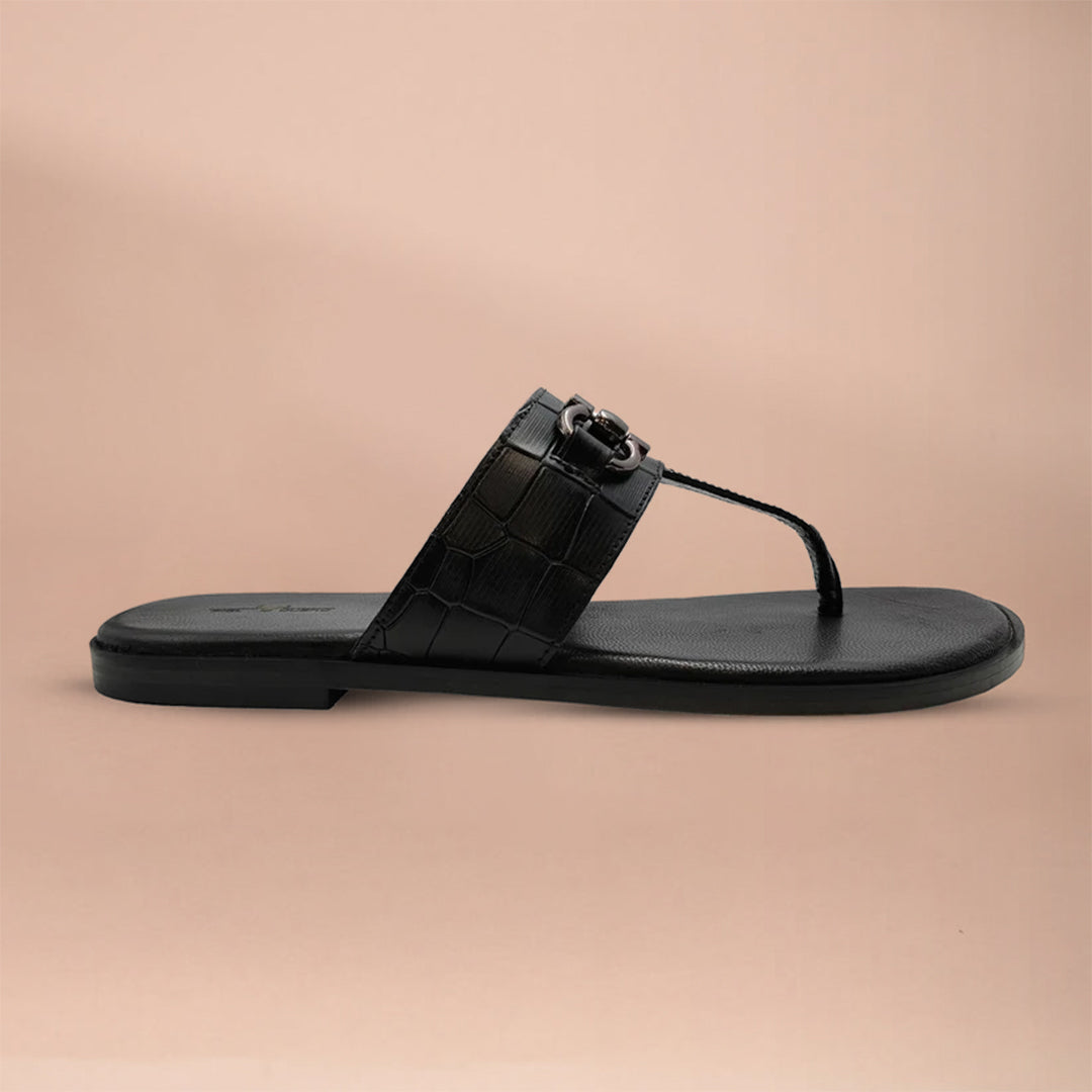 Piel Cuero Men's Handcrafted Black Leather Slippers
