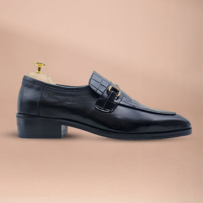 Piel Cuero Handmade Black Crocodile Loafers | Genuine Leather Shoes for Men