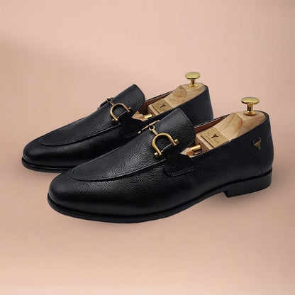 Handmade Genuine Leather Loafers by Piel Cuero - Black Slip-Ons