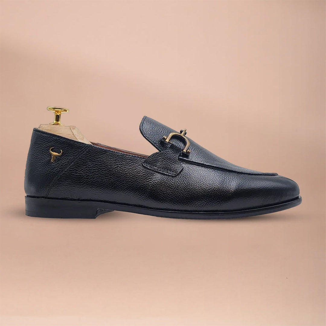 Handmade Genuine Leather Loafers by Piel Cuero - Black Slip-Ons