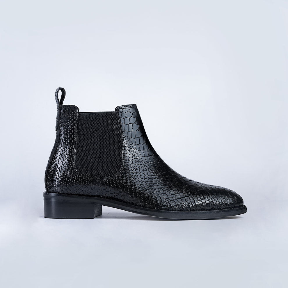Luxury Handmade Genuine Leather Chelsea Boots - Snake Pattern by Piel ...