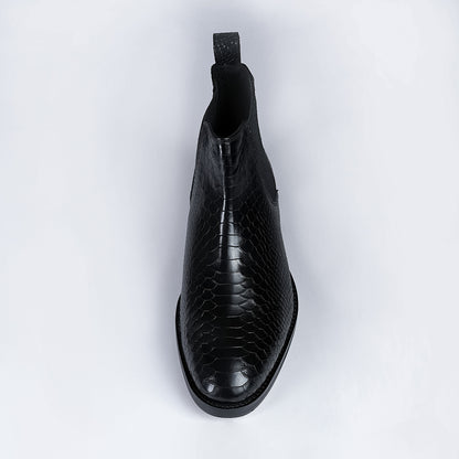 Luxury Handmade Genuine Leather Chelsea Boots - Snake Pattern by Piel Cuero