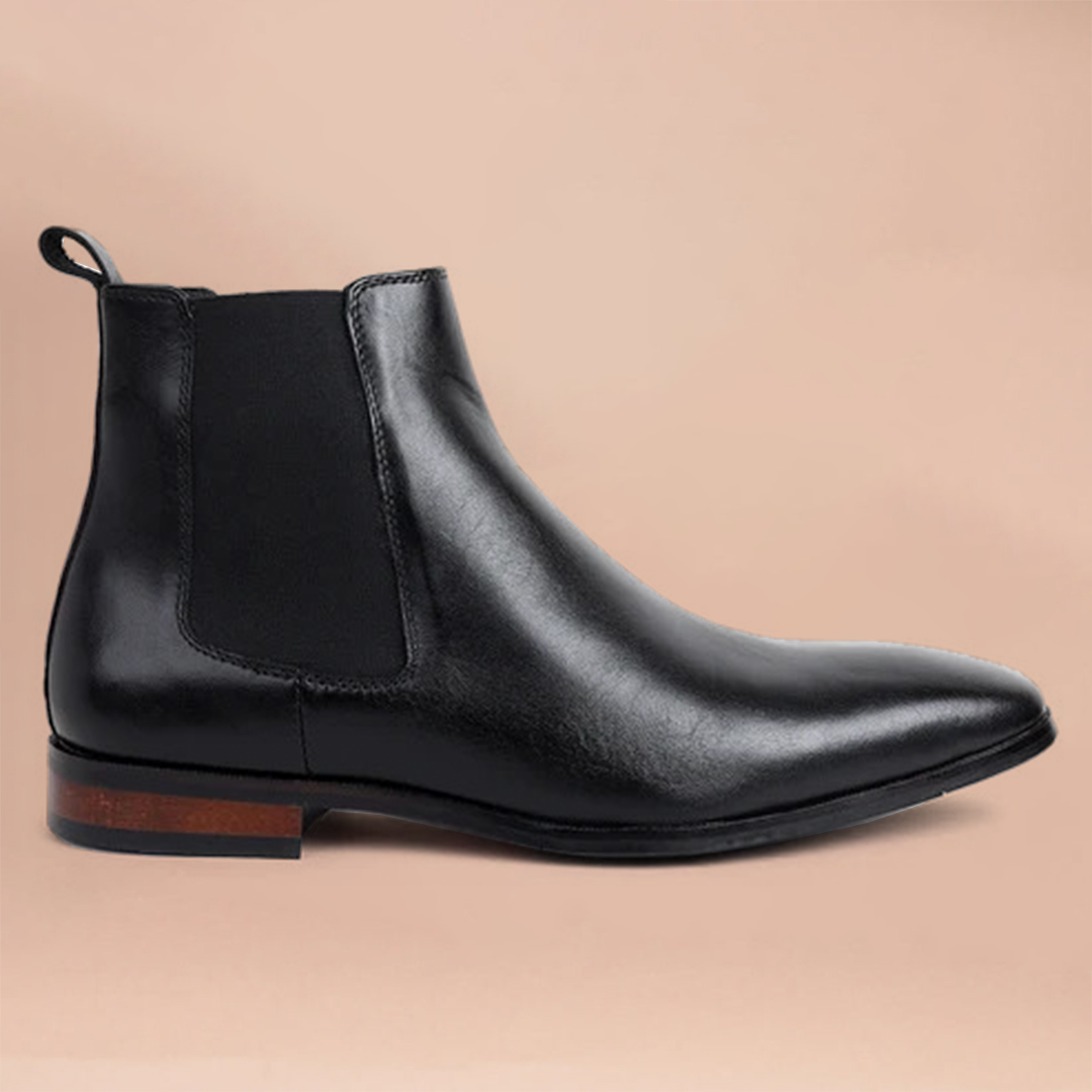 Piel Cuero Men’s Black Leather Chelsea Boots