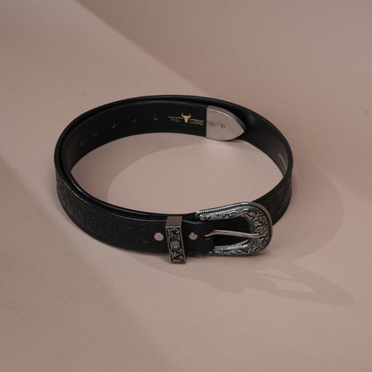 Black Skull Leather Belt for Men | Handcrafted Skull Design Leather Belt