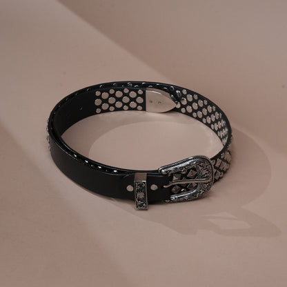 Handmade Leather Black Studded Cowboy Belt for Men