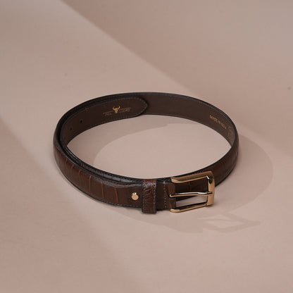 Croco Genuine Leather Cowboy Belt for Men