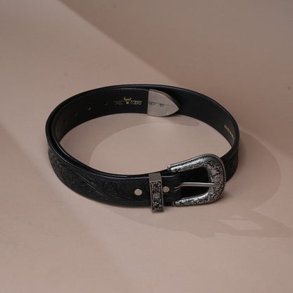 Handcrafted Black Cowboy Belt for Men | Durable Genuine Leather Design