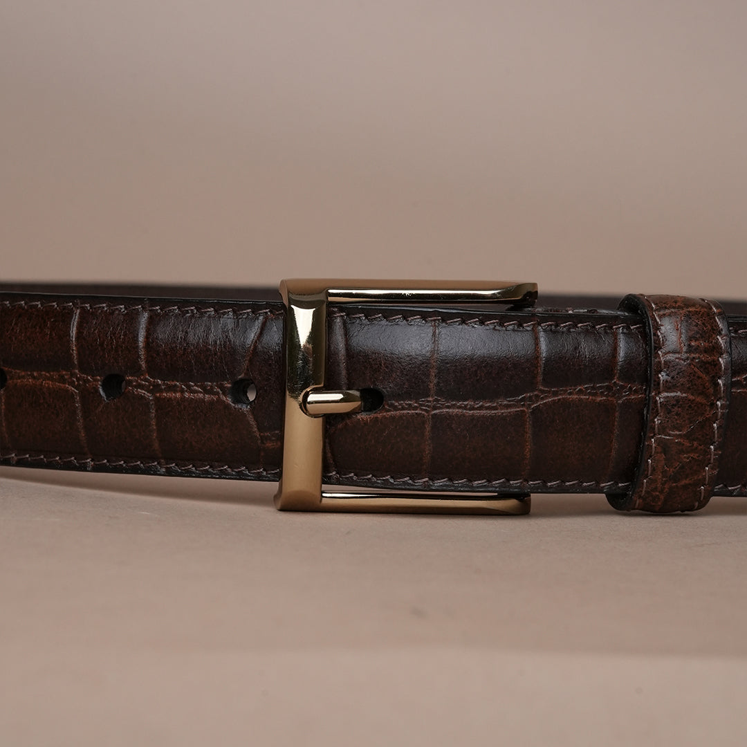 Croco Genuine Leather Cowboy Belt for Men