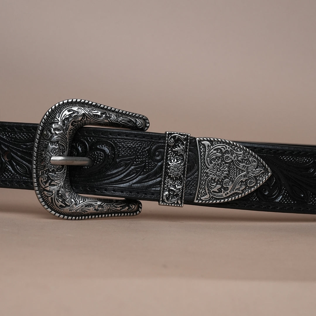 Handcrafted Black Cowboy Belt for Men | Durable Genuine Leather Design