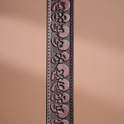 Brown Skull Leather Belt for Men | Handcrafted Skull Design Leather Belt