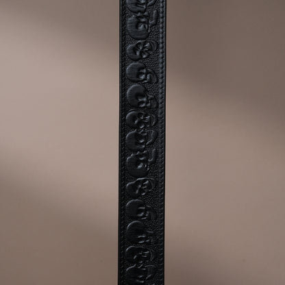 Black Skull Leather Belt for Men | Handcrafted Skull Design Leather Belt