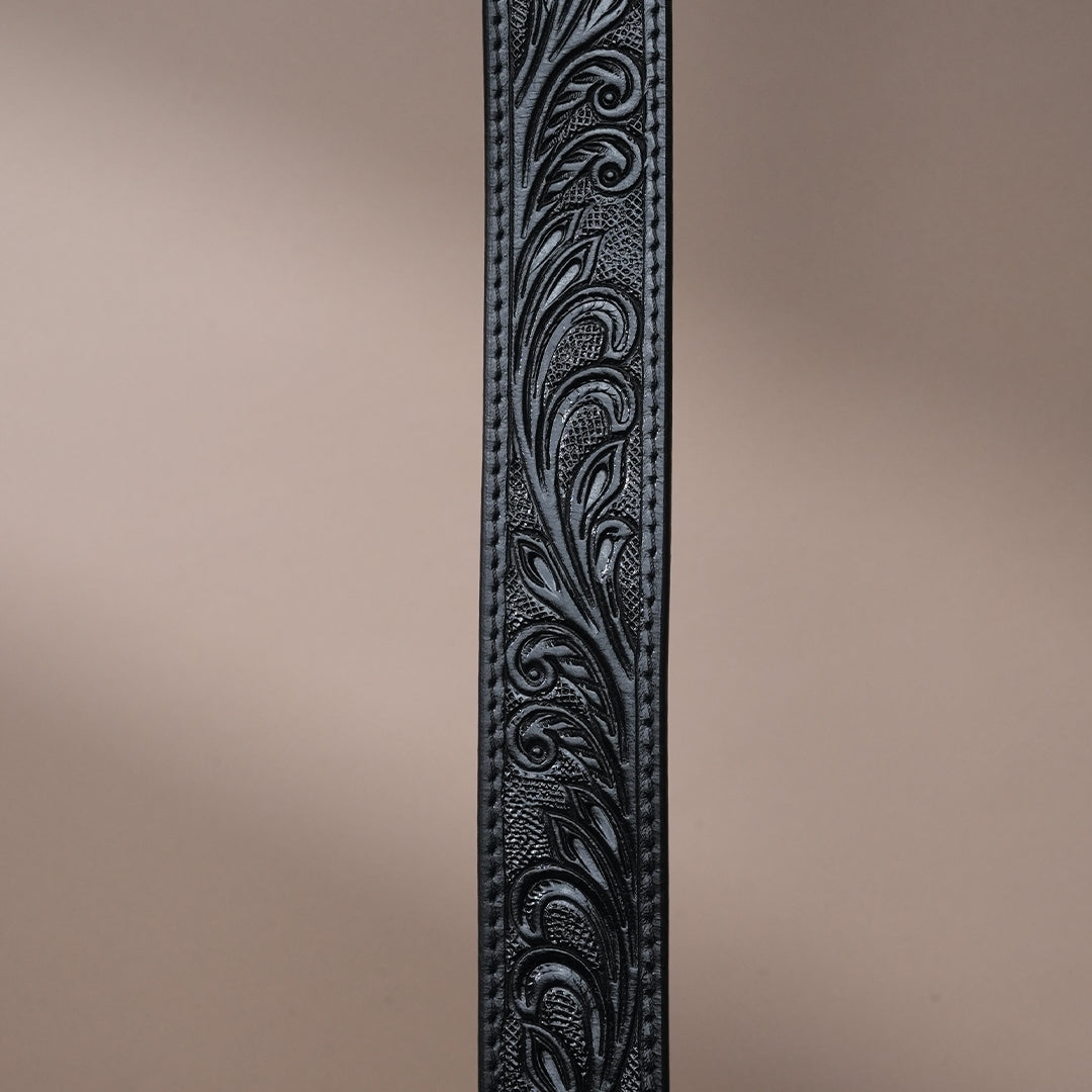Handcrafted Black Cowboy Belt for Men | Durable Genuine Leather Design