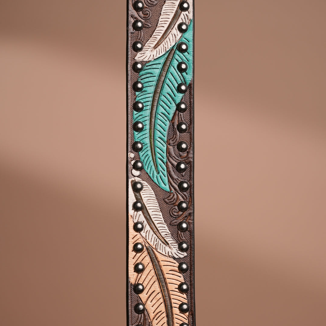 Multi Leaves Leather Belt for Men | Handcrafted Leaf design Leather Belt