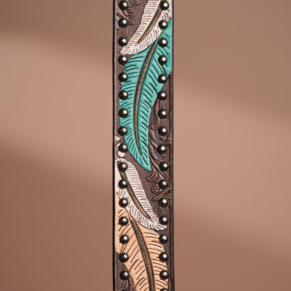 Multi Leaves Leather Belt for Men | Handcrafted Leaf design Leather Belt
