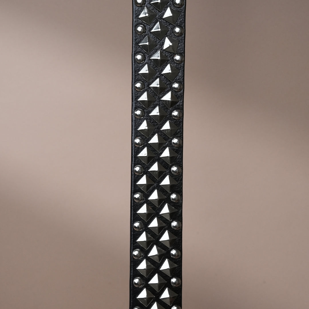 Handmade Leather Black Studded Cowboy Belt for Men
