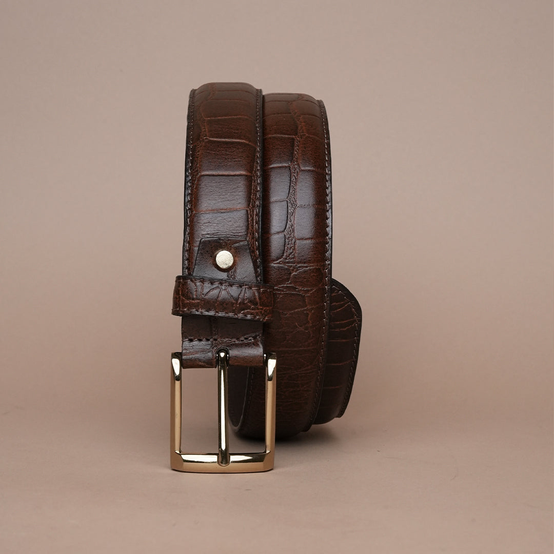 Croco Genuine Leather Cowboy Belt for Men
