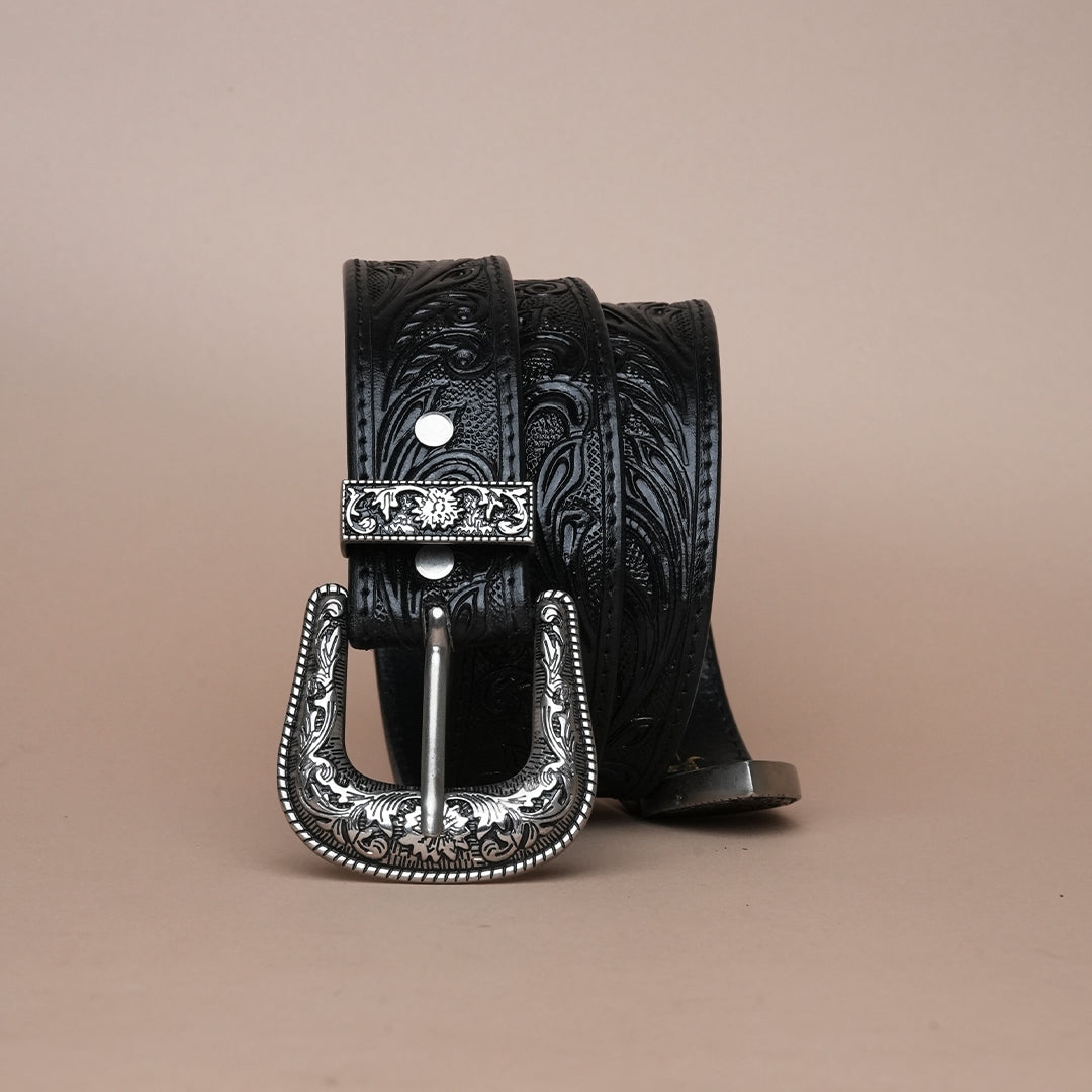Handcrafted Black Cowboy Belt for Men | Durable Genuine Leather Design