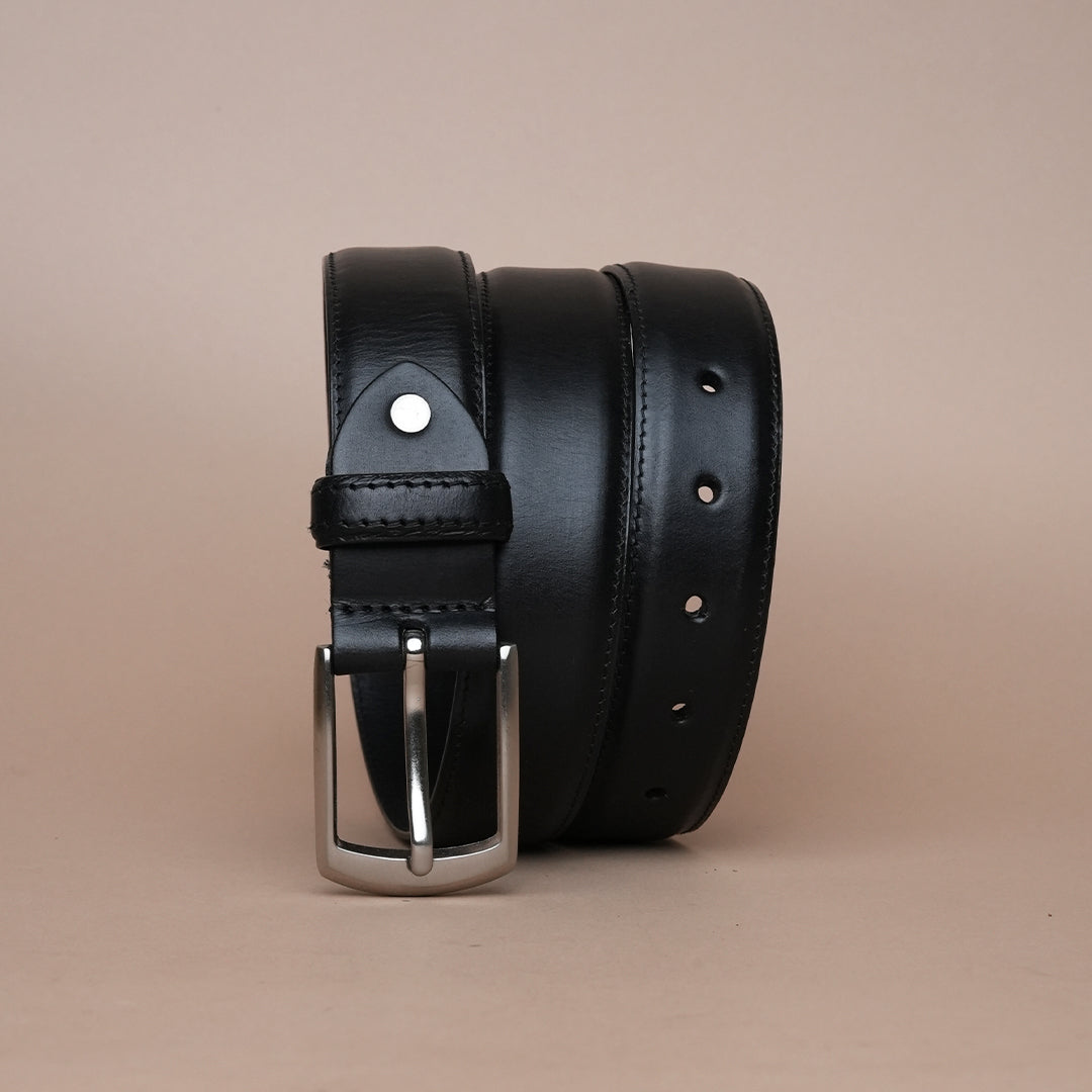 Men’s Black Plain Leather Belt | Handcrafted leather belt