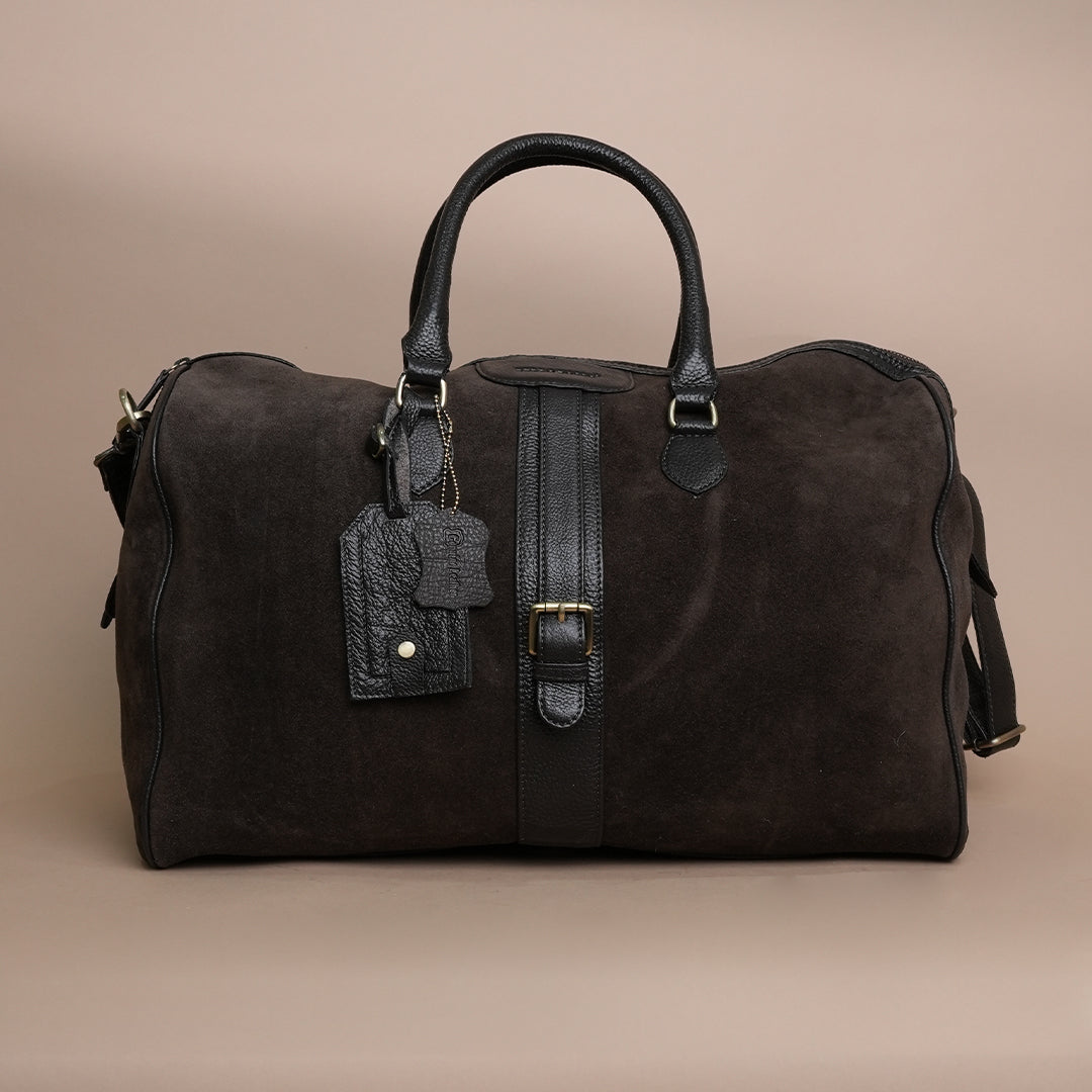 Premium Dark Brown Genuine Leather Duffle Travel Bag