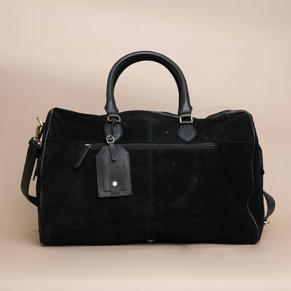Premium Black Genuine Leather Duffle Travel Bag