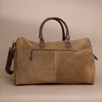 Classic Tan Suede Leather  Duffle Bag