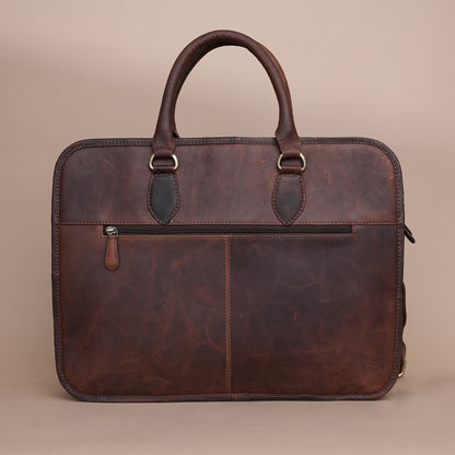 Handcrafted Brown Leather Laptop Briefcase for Men