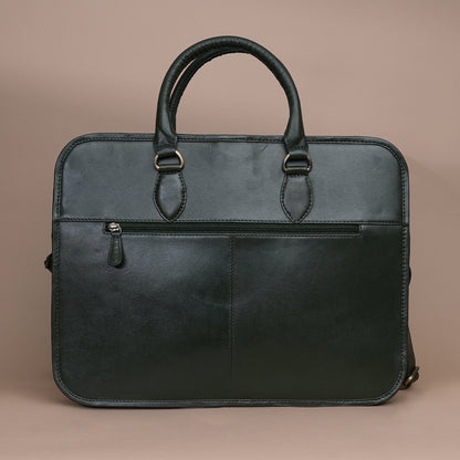 Vintage Green Genuine Leather Laptop Bag for Men