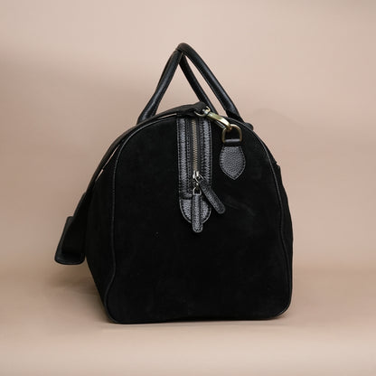 Premium Black Genuine Leather Duffle Travel Bag