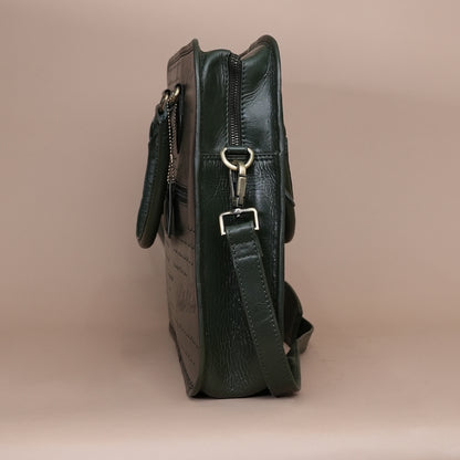 Vintage Green Genuine Leather Laptop Bag for Men