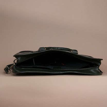 Vintage Green Genuine Leather Laptop Bag for Men