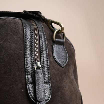 Premium Dark Brown Genuine Leather Duffle Travel Bag