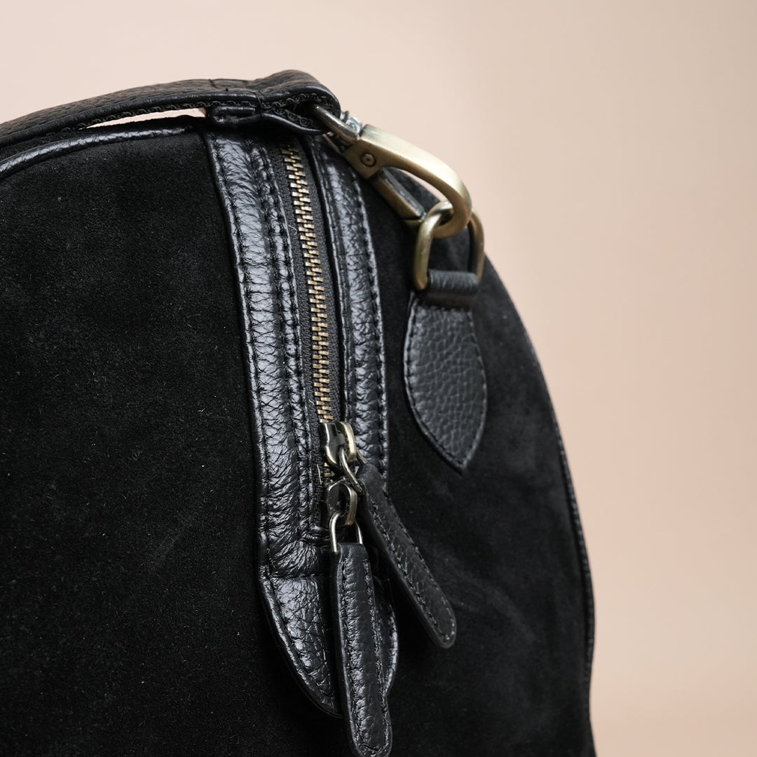 Premium Black Genuine Leather Duffle Travel Bag