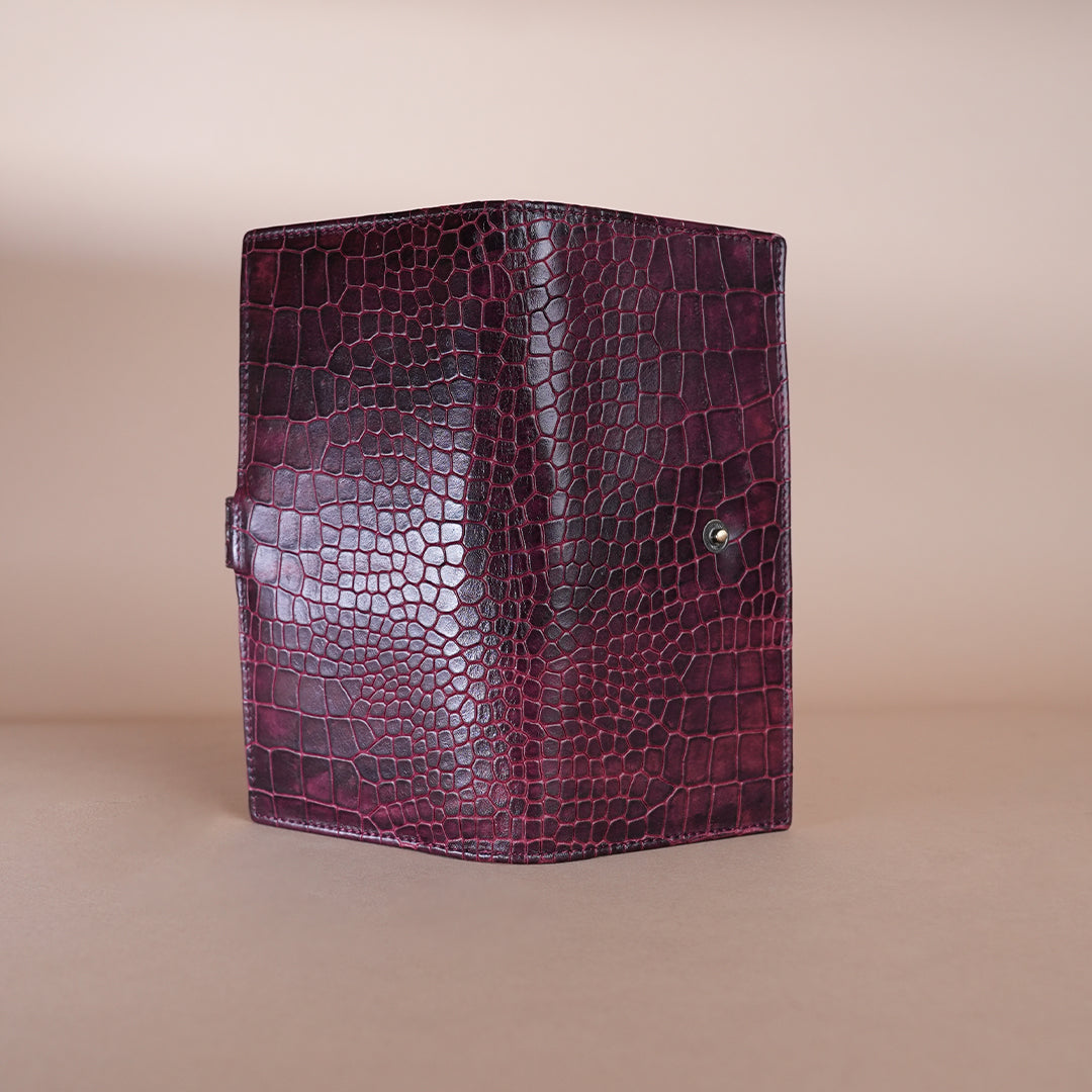 Piel Cuero Cherry Croc Genuine Leather Long Wallet for Men | Premium Leather Organizer Wallet