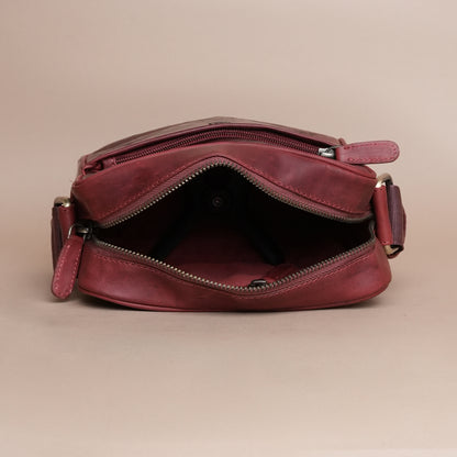 Piel Cuero Red Laser Work Side Bag – Oil Pull‑Up Leather Signature Series