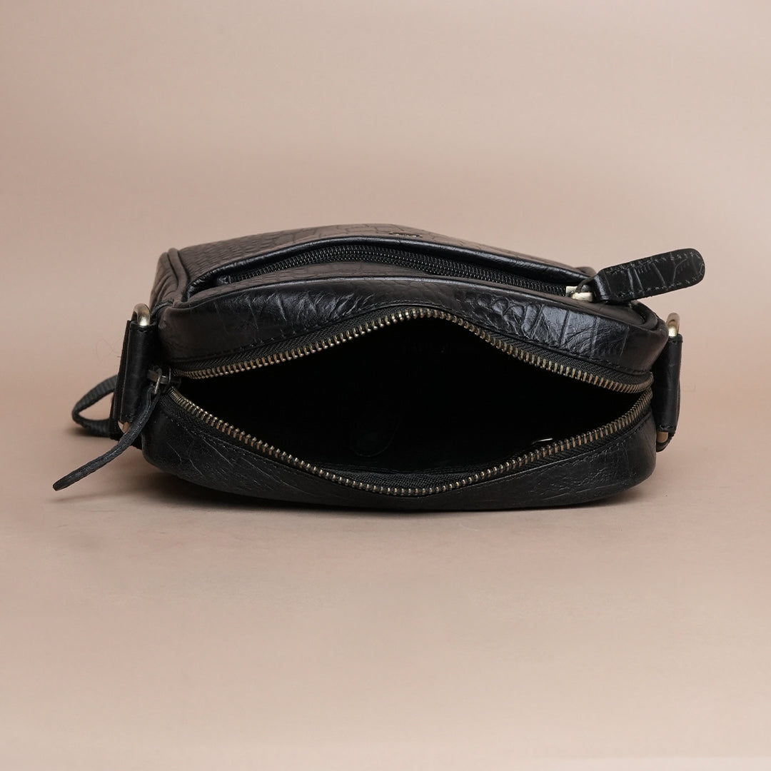 Piel Cuero Pure Leather Crossbody Bag for Men - Durable & Handmade Black