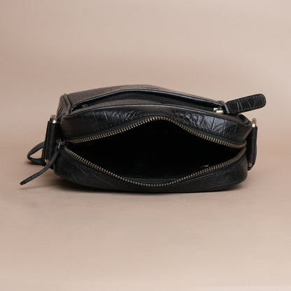 Piel Cuero Pure Leather Crossbody Bag for Men - Durable & Handmade Black
